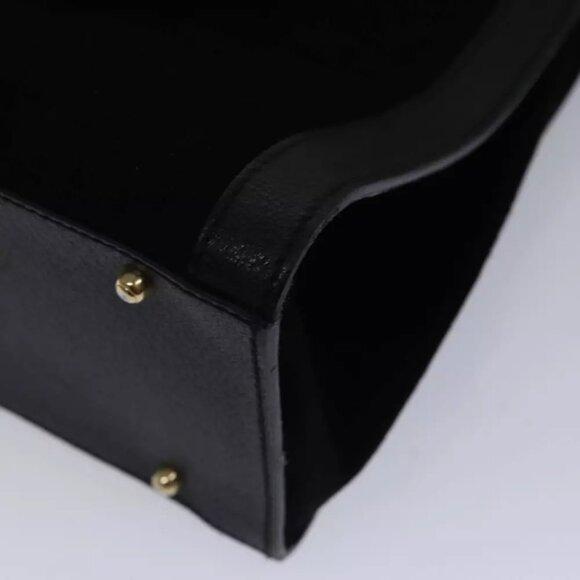 GUCCI Bamboo Hand Bag Suede Leather Black Gold 002 1186 0260 Auth ep5511 - Picture 13 of 16